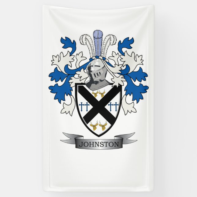 Johnston Family Crest Coat of Arms Banner (Vertical)