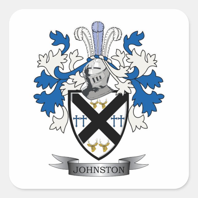 Johnston Family Crest Coat of Arms Square Sticker (Front)