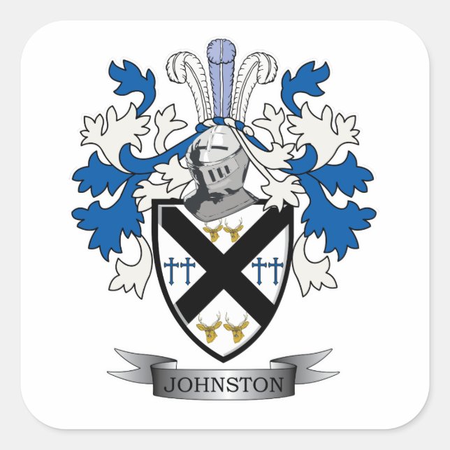 Johnston Family Crest Coat of Arms Square Sticker (Front)