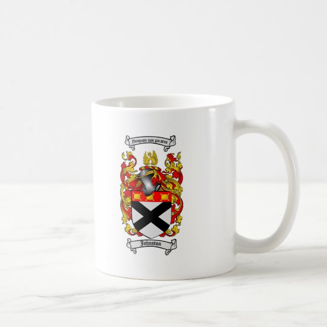 JOHNSTON FAMILY CREST -  JOHNSTON COAT OF ARMS COFFEE MUG (Right)