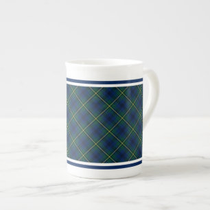 Johnston Family Tartan Blue Green and Yellow Plaid Bone China Mug
