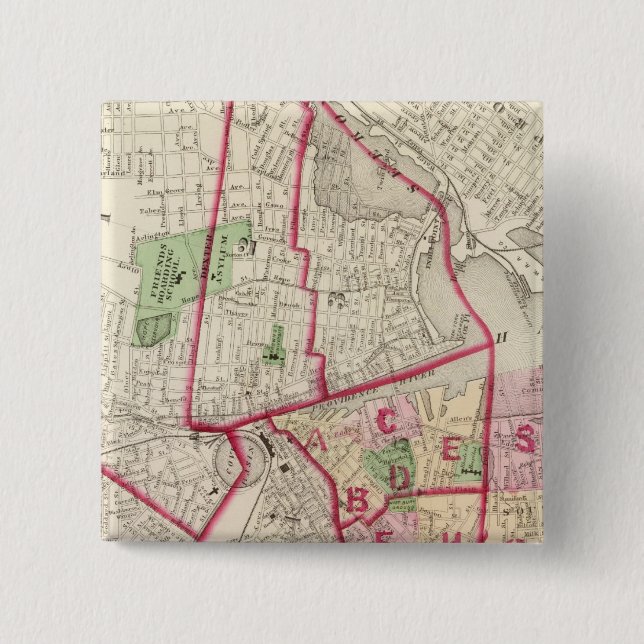 Johnston Rhode Island Map 15 Cm Square Badge (Front)