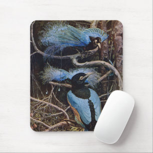Johnston Vintage Blue Bird Paradise Illustration Mouse Mat