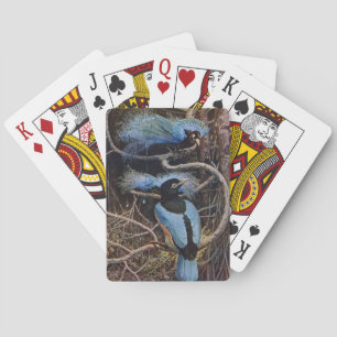 Johnston Vintage Blue Bird Paradise Illustration Playing Cards