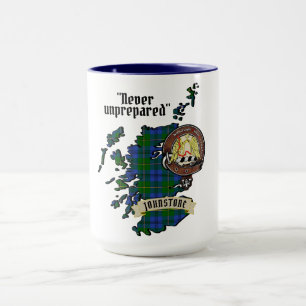 Johnstone Clan Badge & Tartan Map of Scotland Mug