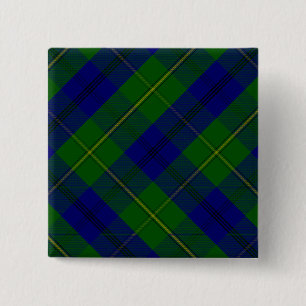 Johnstone tartan blue green plaid 15 cm square badge