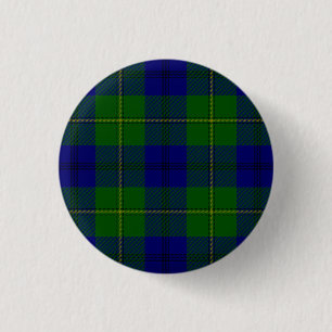 Johnstone tartan blue green plaid 3 cm round badge