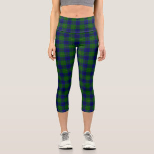 Johnstone tartan blue green plaid capri leggings