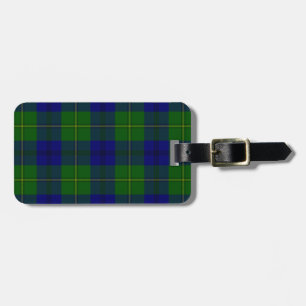 Johnstone tartan blue green plaid luggage tag