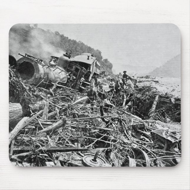 Johnstown Flood Train Wreck Vintage 1889 Mouse Mat (Front)