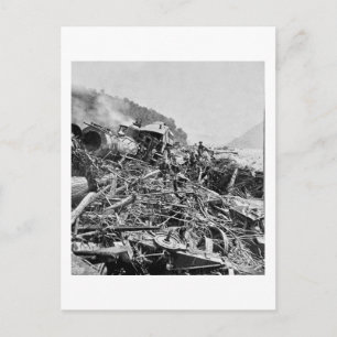 Johnstown Flood Train Wreck Vintage 1889 Postcard