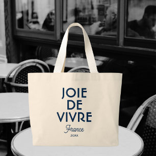 Joie De Vivre France Custom Year French  Large Tote Bag