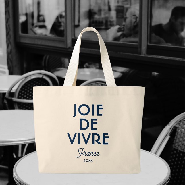 Joie De Vivre France Custom Year French  Large Tote Bag (Creator Uploaded)
