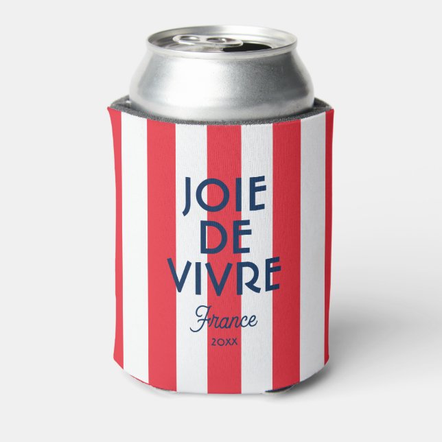 Joie De Vivre France Red Cabana Stripe French Can Cooler (Can Back)