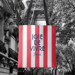 Joie De Vivre France Red Cabana Stripe French Tote Bag<br><div class="desc">Carry a touch of French elegance wherever you go with our 'Joie De Vivre' France Red Cabana Stripe French Tote Bag. Featuring a chic red cabana stripe design, this versatile tote is perfect for everyday use, from beach trips to casual shopping outings. Personalise it with your custom year and destination...</div>
