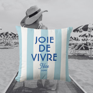 Joie De Vivre Nice Blue Cabana Stripe French Cushion