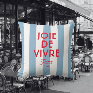 Joie De Vivre Paris French Blue Cabana Stripe Cushion