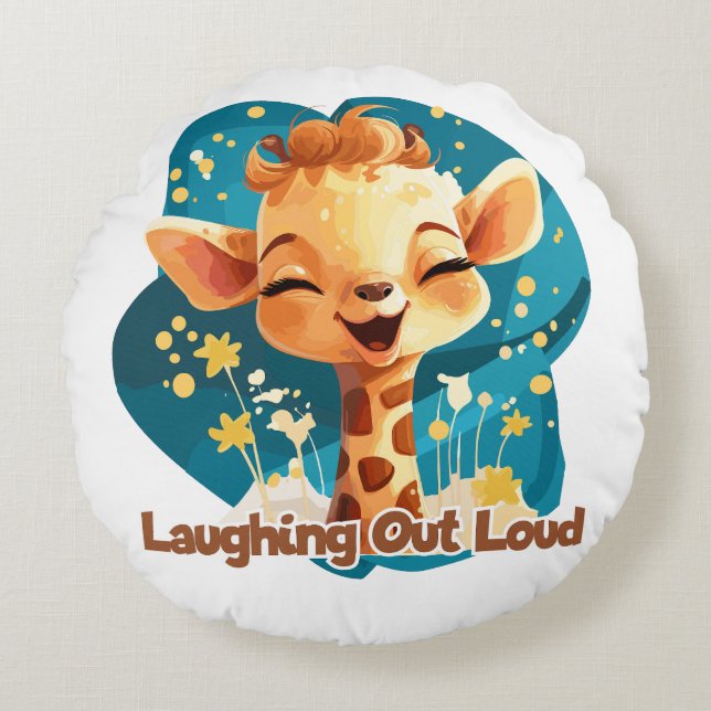 Joie (Laughing at the Shrapnel) - Laughing Out Lou Round Cushion (Front)