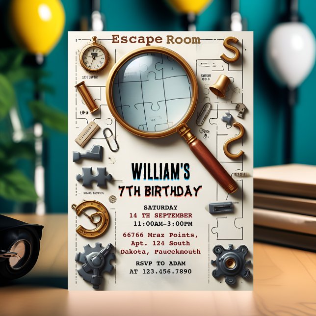 Join Clue Spy Escape Room 7th Birthday Invitation (Creator Uploaded)
