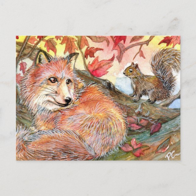 Join Me For A Nap With Fox And Squirrel Postcard (Front)