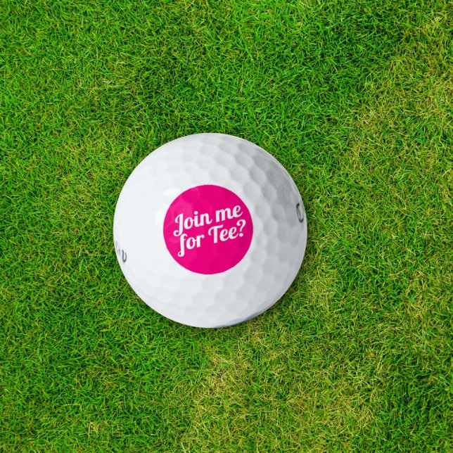 Join me for Tee Funny Ladies Golf Humour Typograph Golf Balls (Creator Uploaded)
