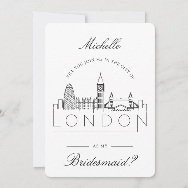 Join Me in London | Bridal Party Request Invitation (Front)