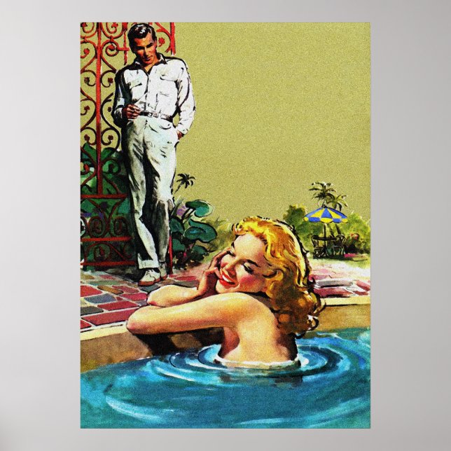 Join Me In The Pool Vintage Pulp Cover Art Poster (Front)