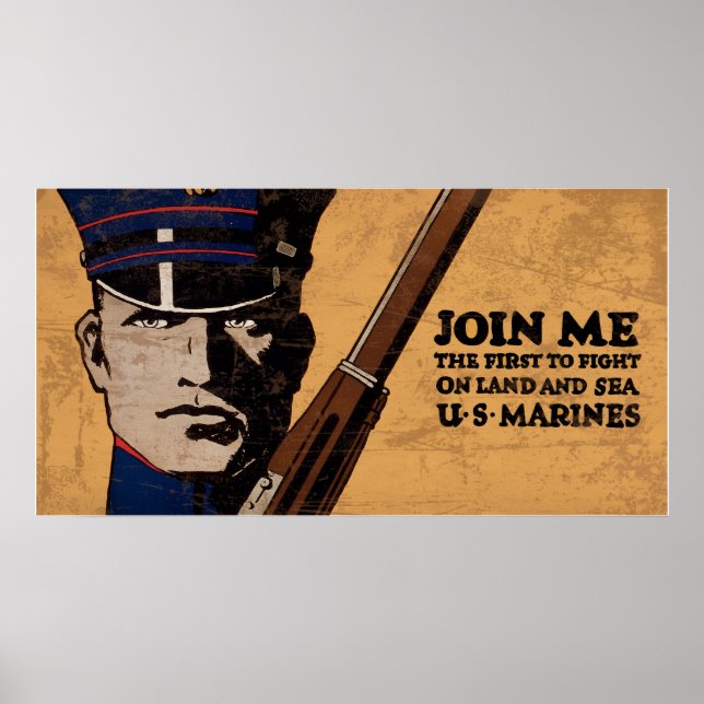 Join Me Land Sea US Marines Poster (Front)