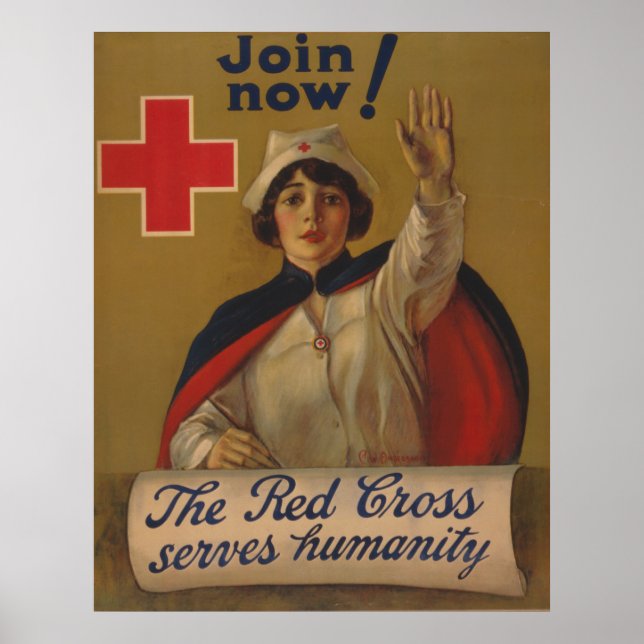 Join Now!  The Red Cross serves humanity Poster (Front)