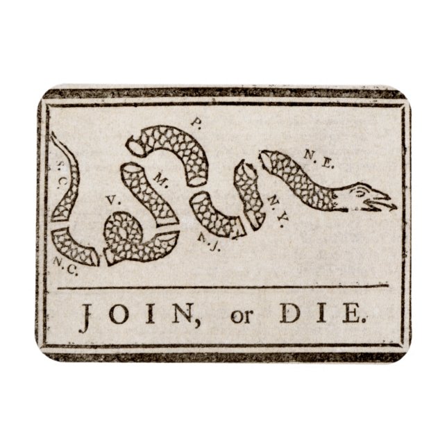 Join or Die Benjamin Franklin Political Cartoon   Magnet (Horizontal)