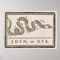 Join or Die Benjamin Franklin Political Cartoon