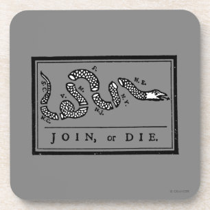 Join Or Die Cartoon, 1754 Coaster