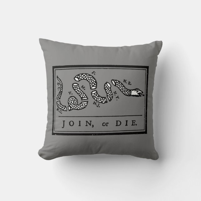 Join Or Die Cartoon, 1754 Cushion (Front)