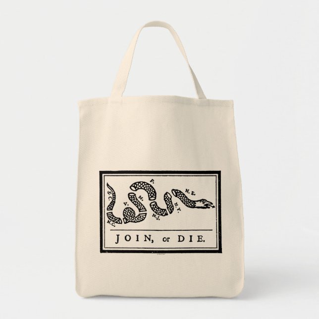 Join Or Die Cartoon, 1754 Tote Bag (Front)