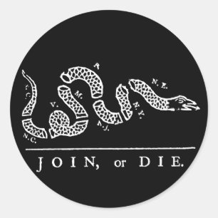 Join or Die Classic Round Sticker
