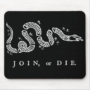 join or die distressed white graphic mouse mat