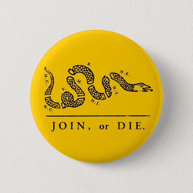 Join or Die - Libertarian 6 Cm Round Badge (Front)