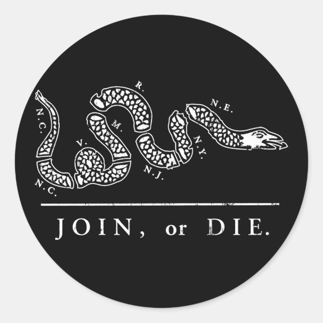 Join Or Die - Libertarian Classic Round Sticker (Front)