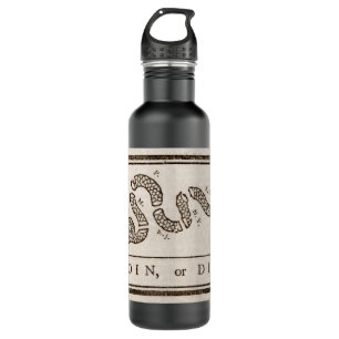 Join or Die Rattlesnake: Cartoon Benjamin Franklin 710 Ml Water Bottle