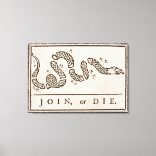 Join or Die Rattlesnake: Cartoon Benjamin Franklin Canvas Print