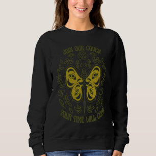 Join Our Coven Wiccan Wicca Pagan Witch Retro Moth Sweatshirt