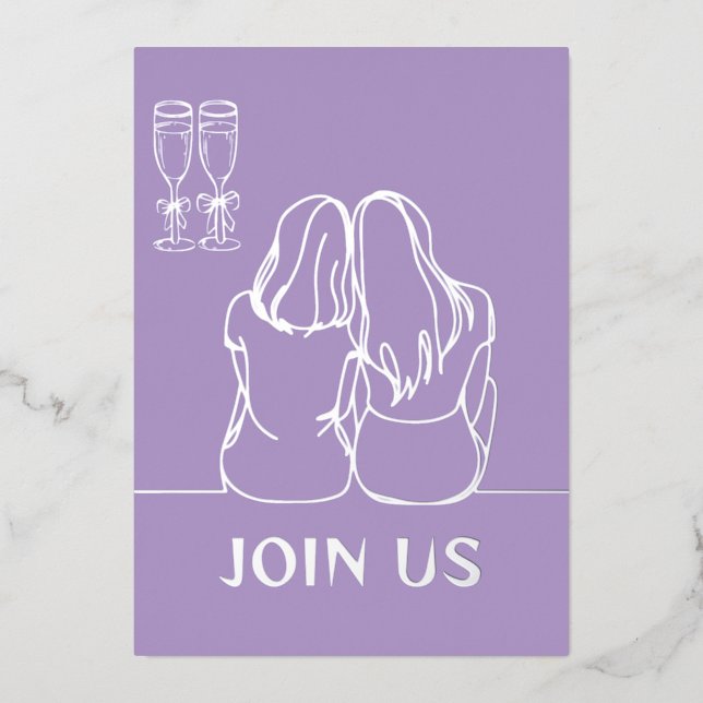 Join our engagement party foil holiday card (Front)