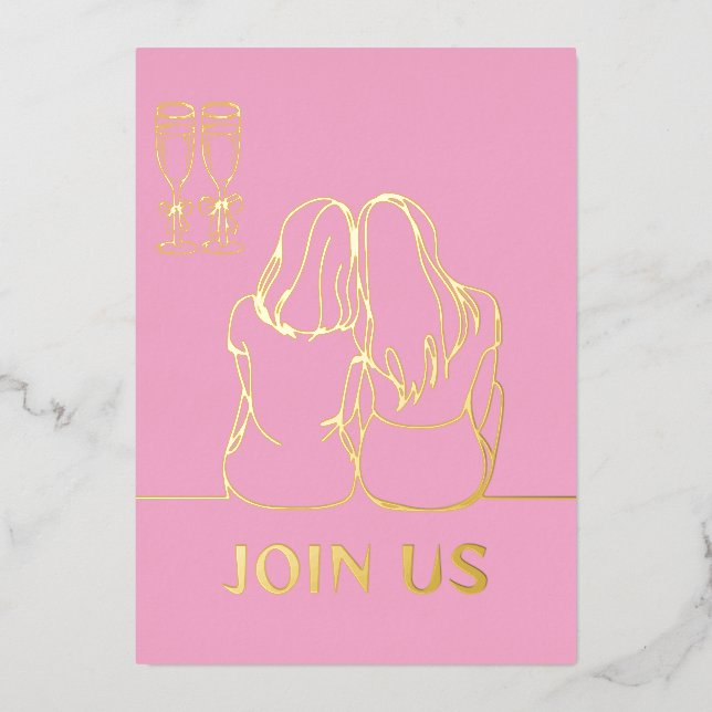 Join our engagement party foil holiday card (Front)
