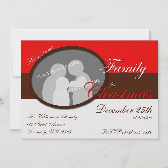 Join Our Family for Christmas Red Invitations (Front)
