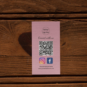 Join Social Media Facebook Instagram Pink QR Code Business Card