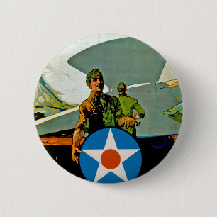 Join The Air Service ~ Give 'Er The Gun 6 Cm Round Badge