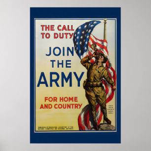 Join the Army 1917 World War I Patriotic Army War Poster