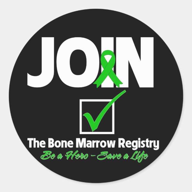 Join The Bone Marrow Registry - Save a Life Classic Round Sticker (Front)