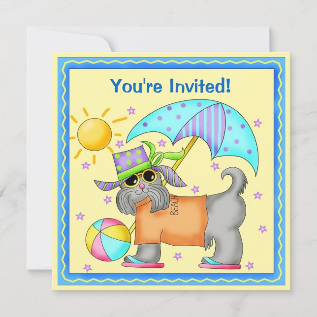 Join the Fun Dog Beach Pool BBQ Cookout Invitation (Front)