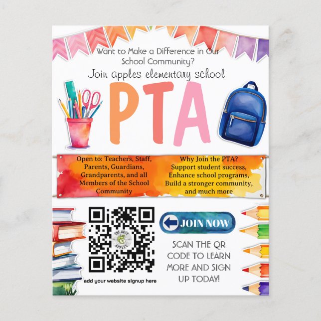 join the PTA PTO school recruitment school funds Flyer (Front)
